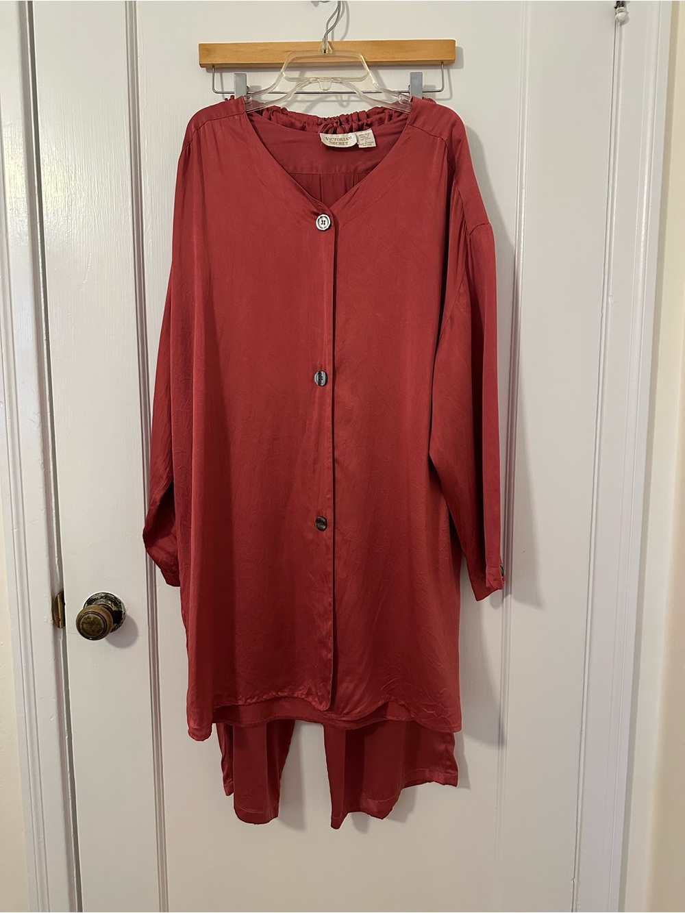 Victoria's Secret Dusty Rose Button-Front 100% Silk Pajamas.